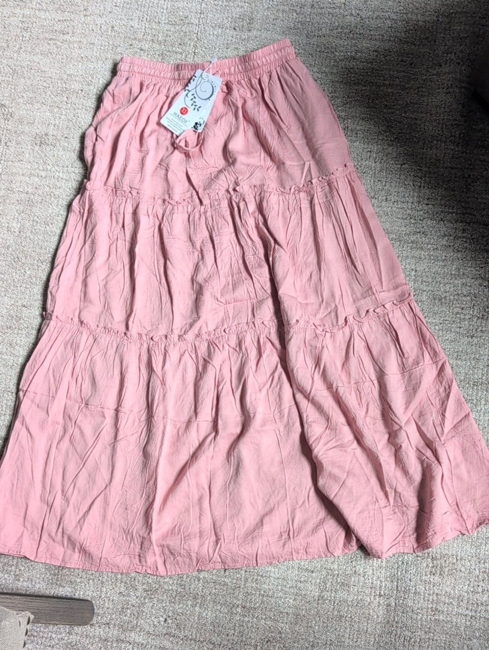 Brand New Soft Pink Tiered Maxi Skirt with Elastic Waistband
